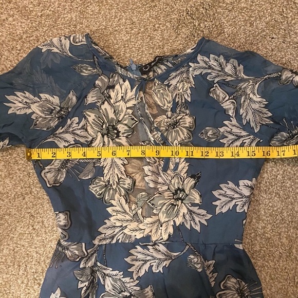 Like New for love&lemons silk floral dress blue - Picture 4 of 7